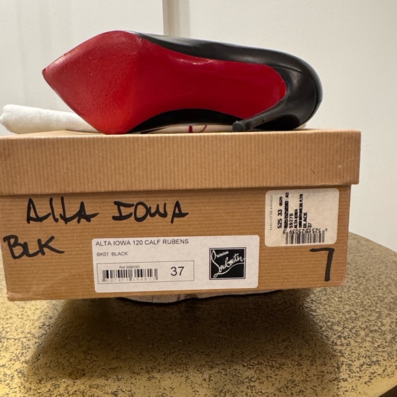 Christian Louboutin Alta Iowa 120 Black Calf Leather Pumps Size 37 - Picture 4 of 16
